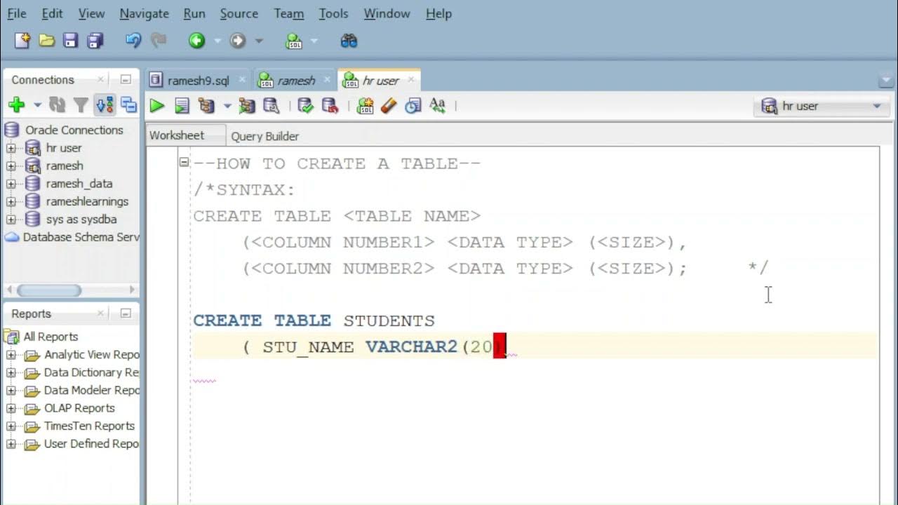 SQL Create table || DDL Create || How to create a table in SQL - YouTube
