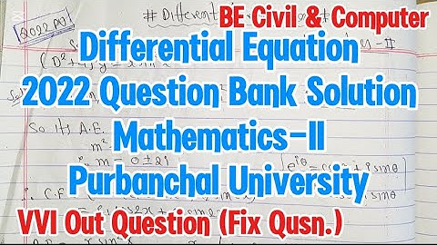 2022PU-Differential equation|Fix question Mathematics-II BE Civil & Computer PU TU KU PoU