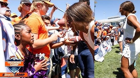 Ciara makes a TikTok with a fan at Broncos training camp