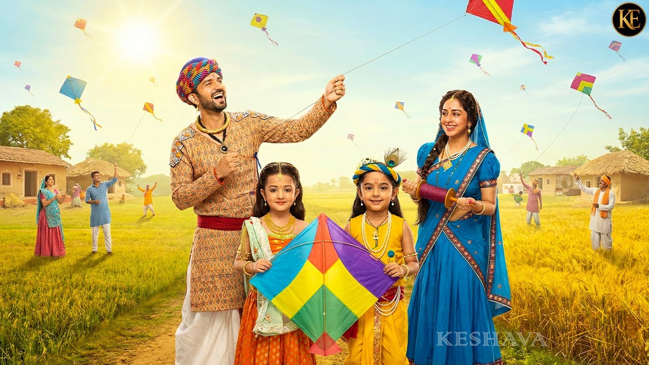 मकर संक्रांति पर नंद बाबा-यशोदा संग बाल कान्हा-राधा की पतंगबाज़ी || YMKN || यशोमती मैय्या के नंदलाला