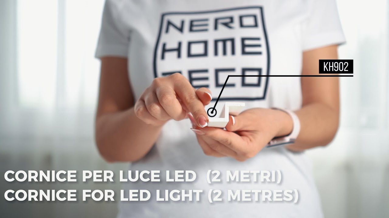 KH902 da 2 metri - Cornici velette per led a soffitto e parete, per illuminazione indiretta con le strisce led