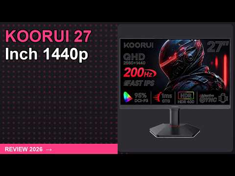 KOORUI 27 Inch 1440p Gaming Monitor 200Hz, 1ms, Fast IPS Screen