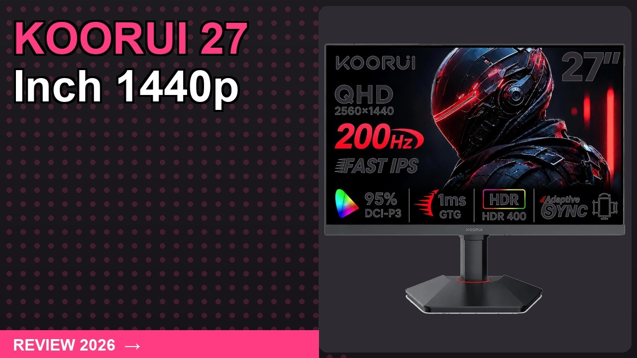 KOORUI 27 Inch 1440p Gaming Monitor 200Hz, 1ms, Fast IPS Screen