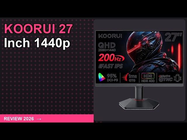 KOORUI 27 Inch 1440p Gaming Monitor 200Hz, 1ms, Fast IPS Screen