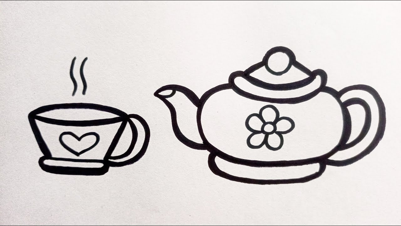 Learn to draw and colour teapot / drawing and colouring teapot for kids ...