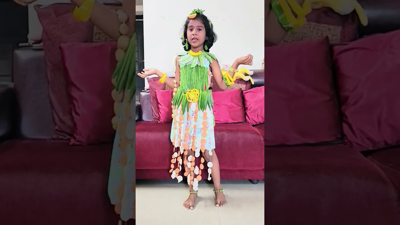 Fruits and Vegetables Princess, Vegetable girl fancy dress, vegetable dress, fashion show