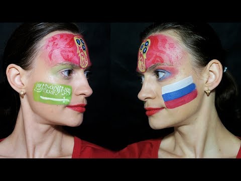 Грим болельщика Россия vs Саудовская Аравия. 2018 FIFA world Cup makeup tutorial.