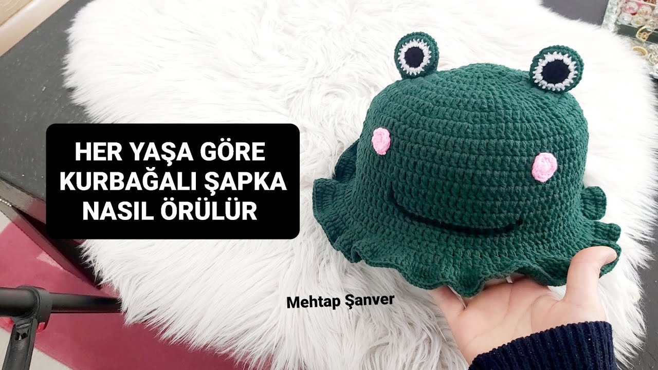 🐸Kurbağalı şapka tarifi geldi.1 günde ör bitir. #şapkamodelleri #şapka #kurbağalışapka #tutorial