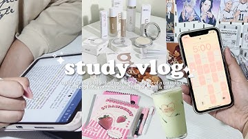 study vlog 🍨 waking up at 5 AM, busy life of a uni student, note-taking, reviewing for exams!