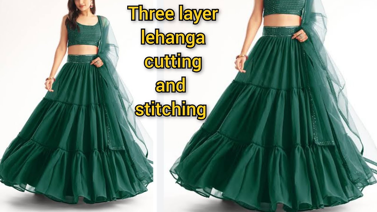 three layer lehanga cutting and stitching / designer lehenga cutting and stitching / lehanga design