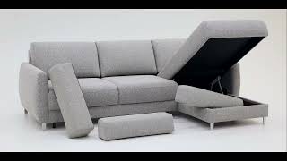 Luonto Delta Fabric Sectional Sleeper with Storage Chaise
