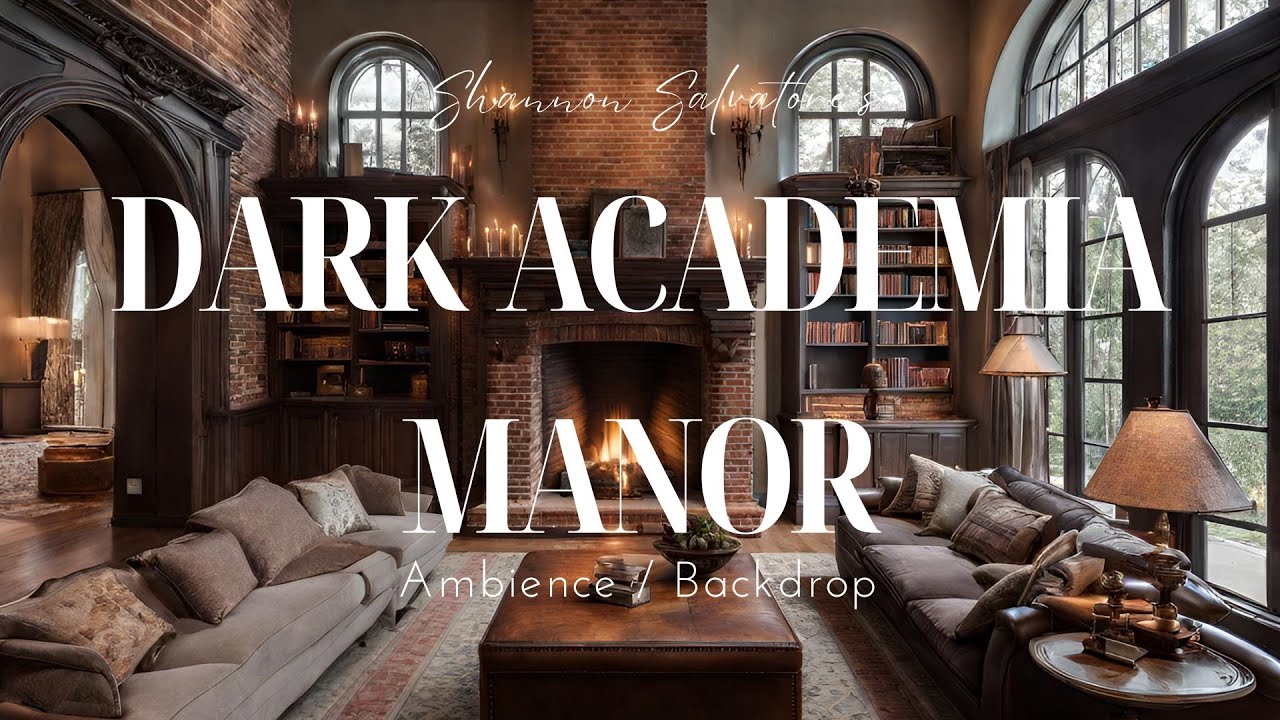 DARK ACADEMIA MANOR AMBIENCE / BACKDROP (CRACKLING FIRE / FLAMES / COSY