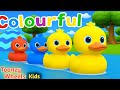 Ducks on the Pond | Cute Duck Song for Kids | Learn Colors with Baby Ducks | Toonzy Wheels kids 