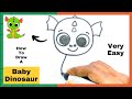 How To Draw A Cartoon Baby Dinosaur | Cartoon Dinosaur Drawing | Easy Drawing | Drawing Steps 101