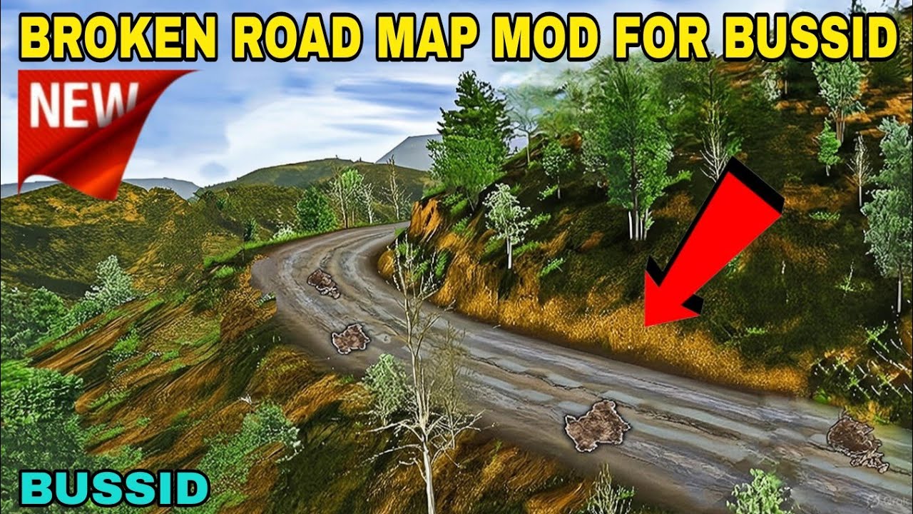 broken road 🛣️ map mod for bussid | mapas para bus simulator indonesia | offroad map mod.