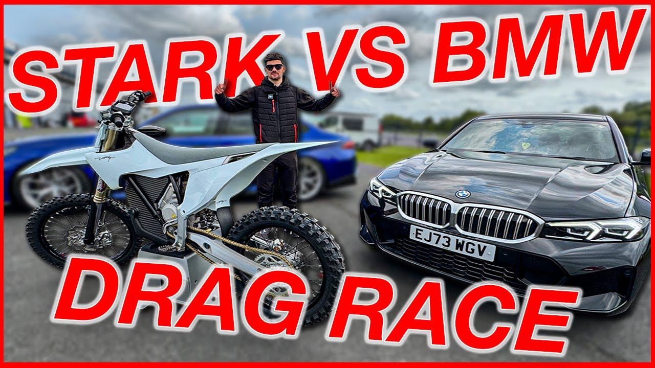 THE FIRST ELECTRIC MX BIKE AT SANTA POD! | Stark Varg Alpha 80HP Vs BMW 330E Drag Race
