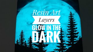 Resin Art Layers Glow in the Dark  how to make resin layers build into silhouette 'Moon Rise' art