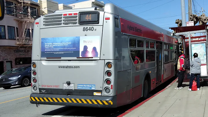 SF Muni 2013 New Flyer XDE40 #8640 on Route 44 O'Shaughnessy