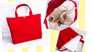 使いやすい★ポケットたくさんA4トートバッグの作り方★けーことん★ How to make a tote bag