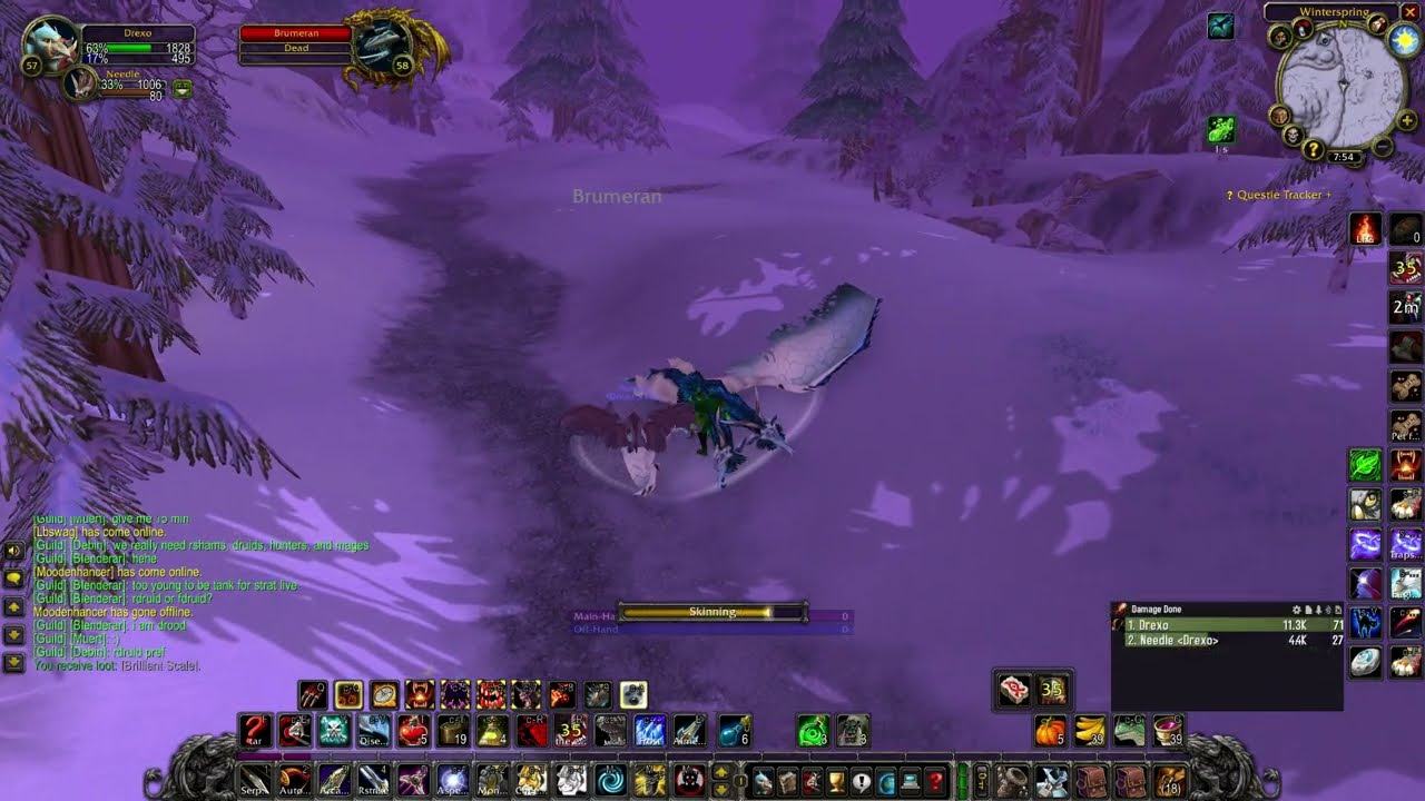 World Of Warcraft Hardcore -  57 Hunter solo Brumeran of the Chillwind.