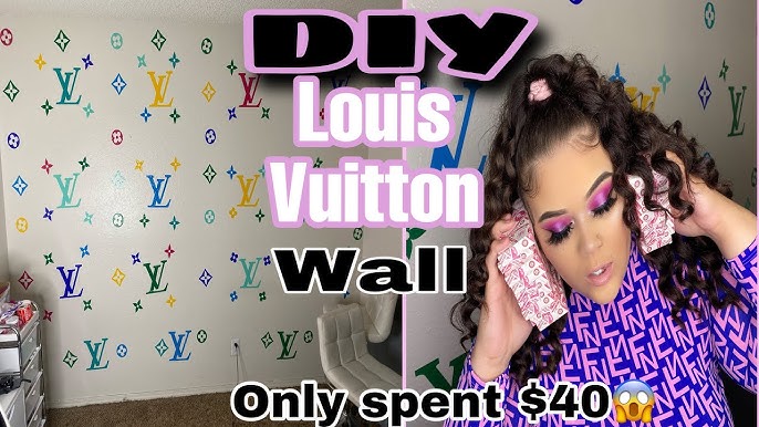 DIY LOUIS VUITTON WALL. OMG THIS TOOK FOREVER DONT LET IT FLOP. #diy #