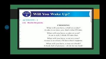 Std:6 English Unit:4 Will you wake up? Activity: 1 A,B,C