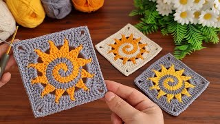 Crochet Spiral Sun Granny Square I Tutorial. 🌞🌞🌞Super Easy siprial sun crochet motif☀️☀️☀️