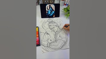 Lord Shiv With Nandi Drawing 🔥 #shorts #shiv #shivshankar #lordshiva #mahadev #drawing #art