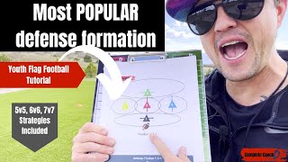 Youth Flag Football Tutorial | Most Popular Defense Formation 5v5, 6v6, 7v7 | Top Defense Techniques