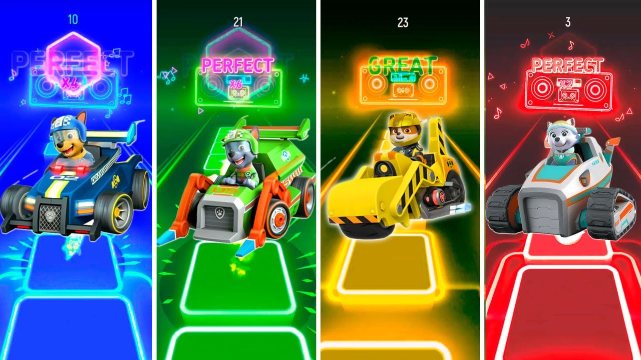 Paw Patrol Team Chase - Skye - Rubble - Marchall | Tiles Hop EDM Rush