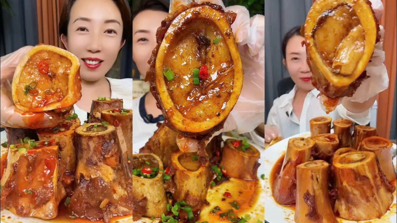MUKBANG beef bone marrow ASMR  - The best of delicious Lien Huong food #1900