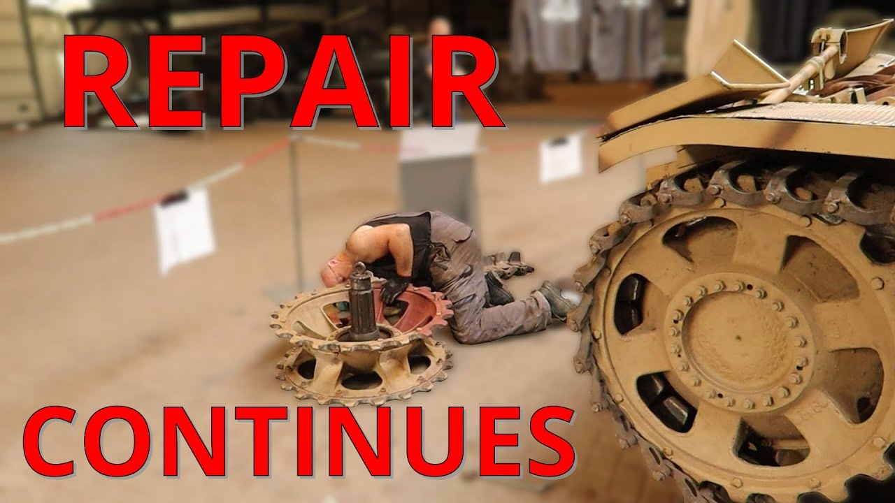 Repair continues on the Nashorn sdkfz164 at Overloon war museum 