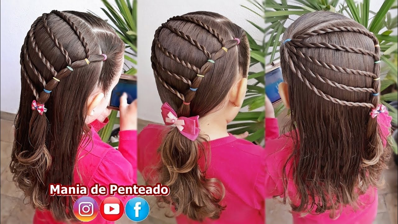 Penteado Infantil fácil de ligas para cabelo solto ou com amarração -  thptnganamst.edu.vn