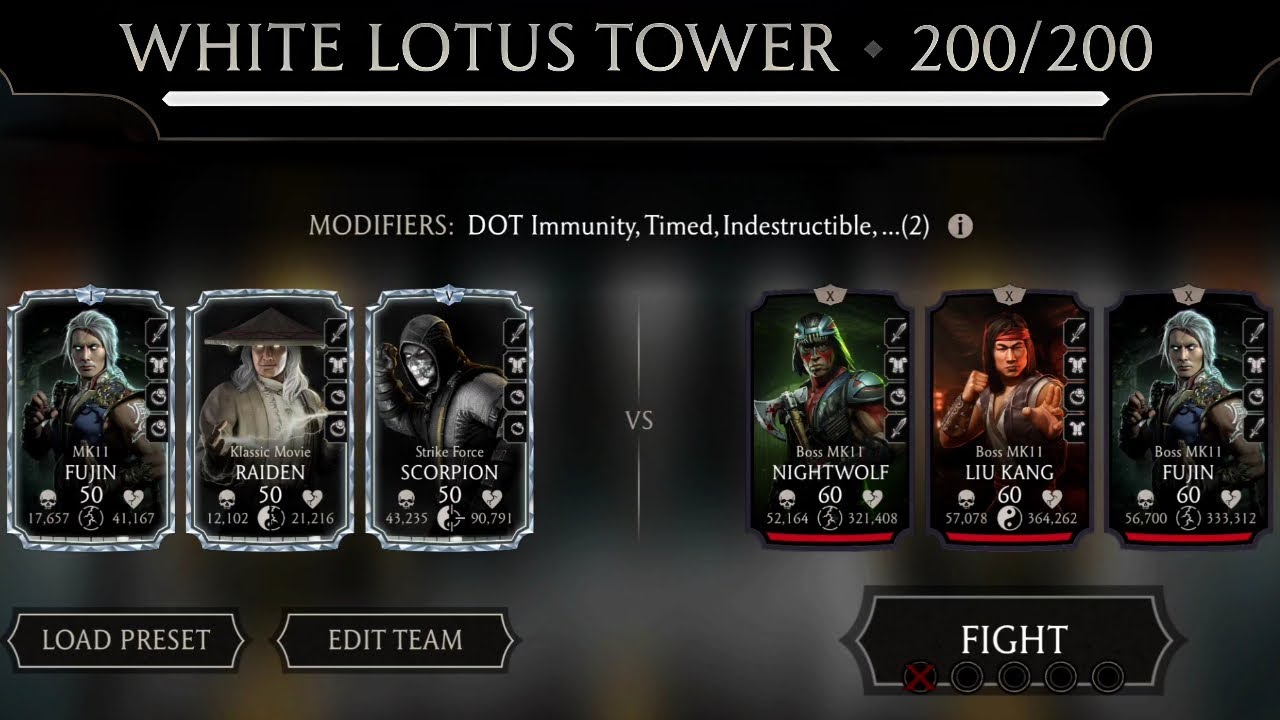 F0 Klassic Movie Raiden and MK11 Fujin Dominate Boss Match Fatal 200 White Lotus Tower. MK Mobile.