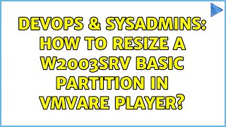 DevOps & SysAdmins: How to resize a W2003Srv basic partition in Vmvare player? Wealth