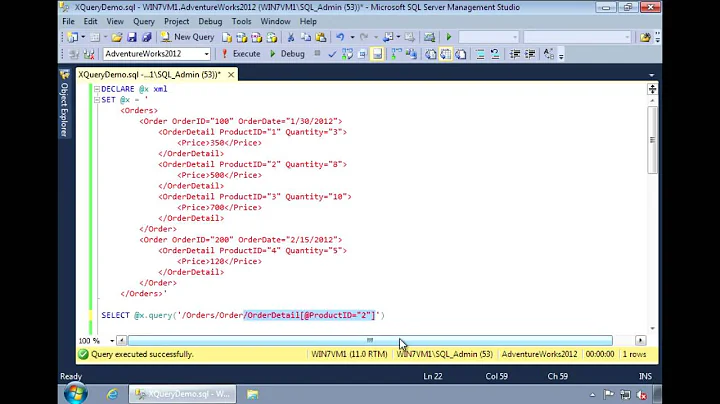 SQL Server 2012 - Using XQuery to Query XML Data