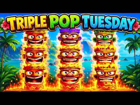 BIG WIN BONUS in TIKI SHORES SLOT for TRIPLE POP TUESDAY from the PEPPERMILL CASINO!