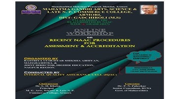 ONLINE WORKSHOP on "Recent NAAC PROCEDURES for Assessment & Accreditation"