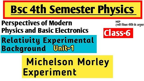Michelson Morley Experiment | Bsc 4th Semester Physics | bsc 4th sem |Relativity #yourbscguide #bsc