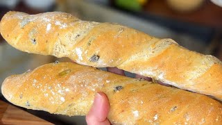 Homemade Bread: Olive Baguettes ♥ Easy Recipe / Soft and crispy!