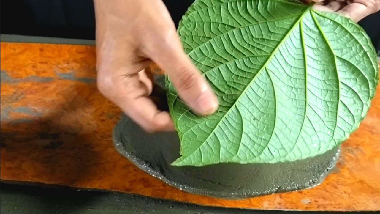 How To Make Cement Leaf Pot - concrete leaf casting - cement leaves