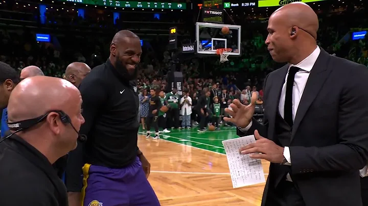 LeBron James surprises Richard Jefferson while he's reporting on the sideline 🤣 | NBA on ESPN