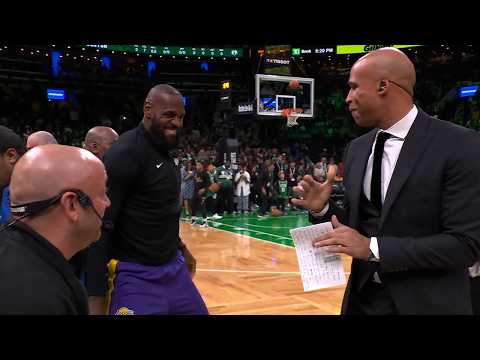 LeBron James surprises Richard Jefferson while he's reporting on the sideline 🤣 | NBA on ESPN