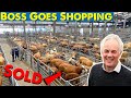 Dads buying cows at market