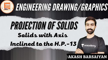 Solids with Axis Inclined to the H.P.-13 | Projection of Solids | Akash Barsaiyan