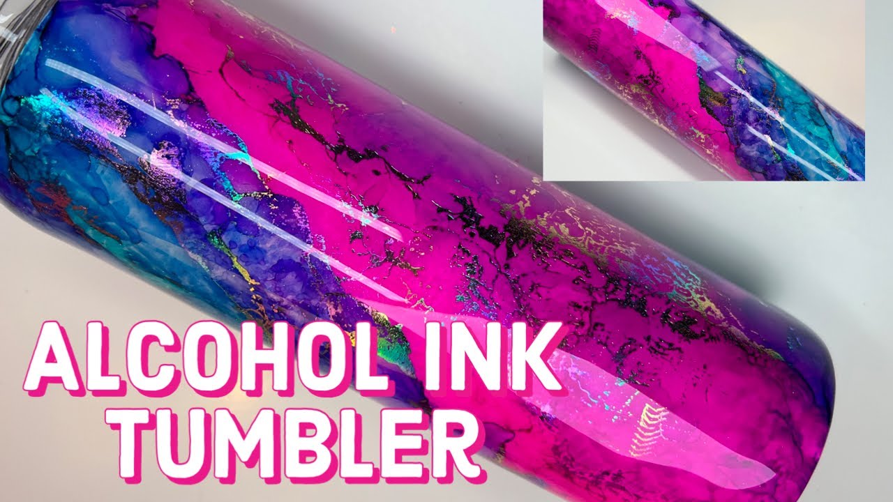Alcohol Ink with holographic foil accents tumbler tutorial. - YouTube