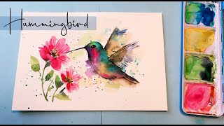 Hummingbird Painting/ Watercolor Wet on Wet Technique [Step by Step] Watercolor Bird