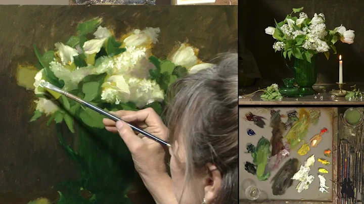 Time lapse Painting Green Glass and Lilacs with El...