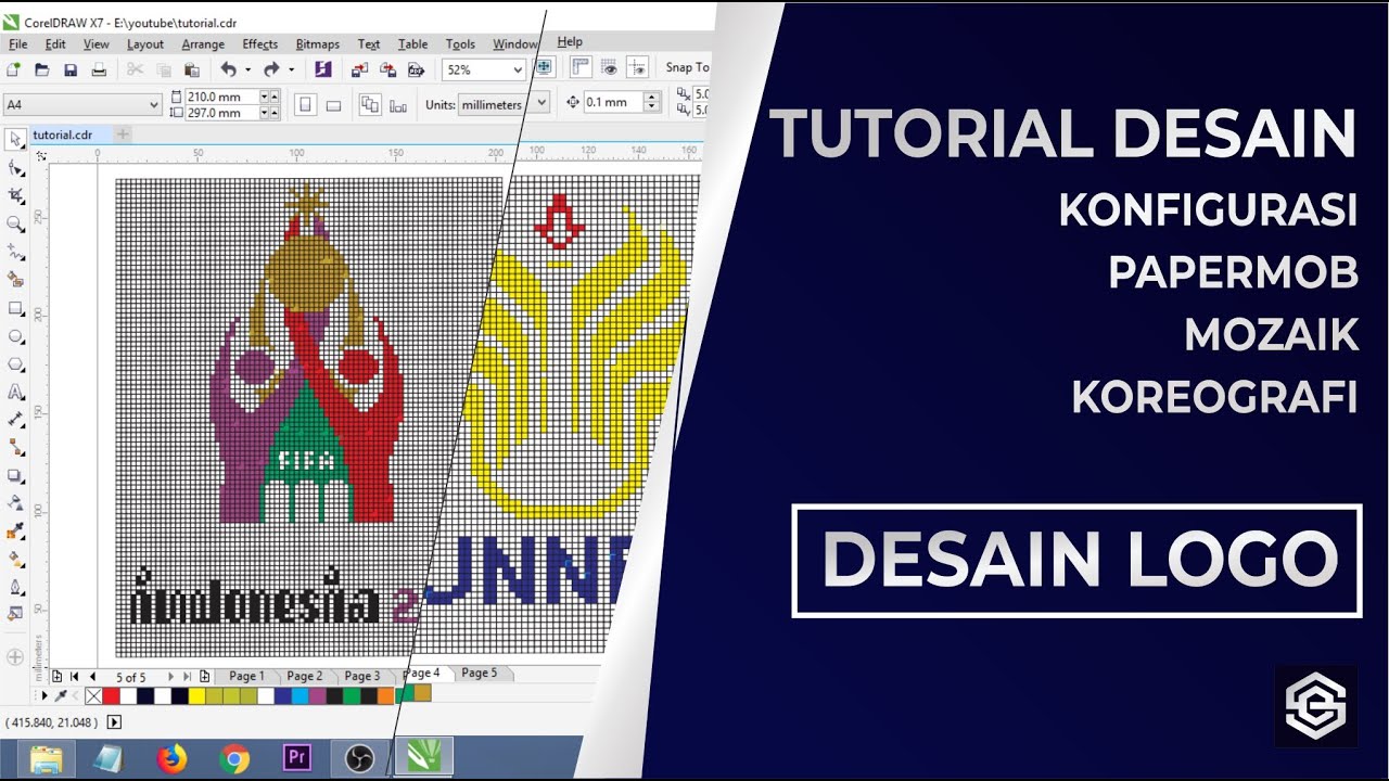 #02 Tutorial Desain Logo: FIFA World Cup U-20 Indonesia 2021 & UNNES - (Konfigurasi Papermob Mozaik)