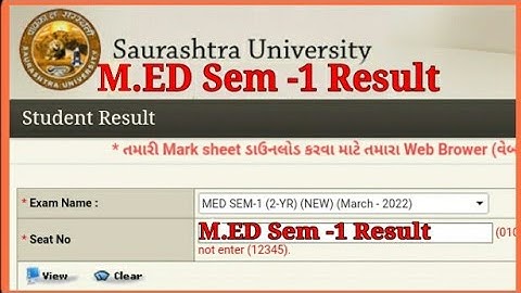 M.ed Sem - 1 Result 2022 Saurashtra University Rajkot